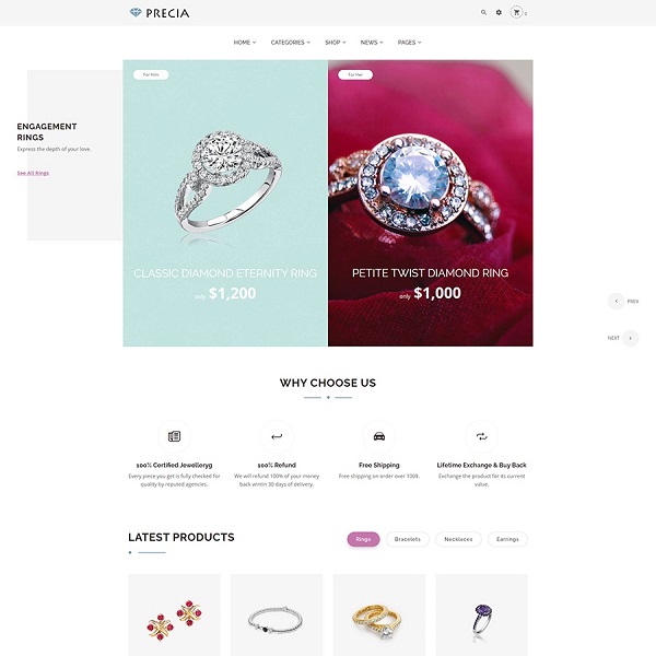 Jewelry eCommerce Magento 2 Theme