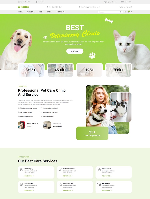 Veterinary Clinic & Pet Care WordPress Theme