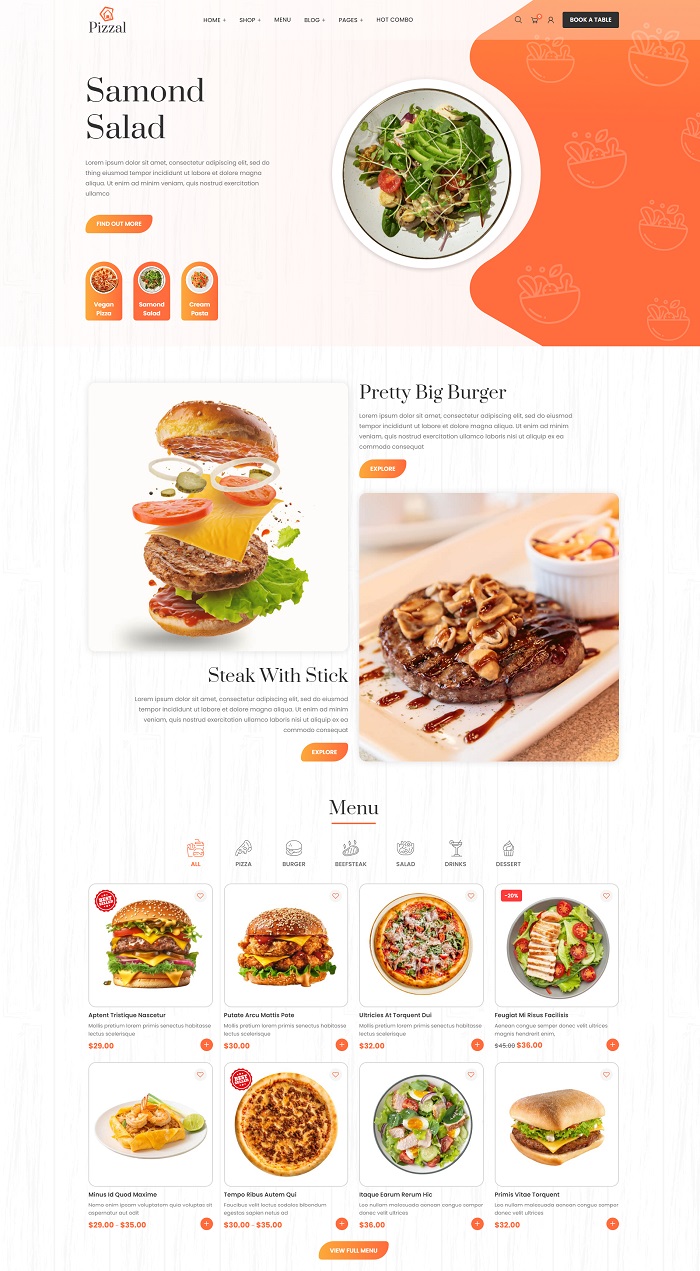 Pizzal - Fast Food and Restaurant WordPress Theme