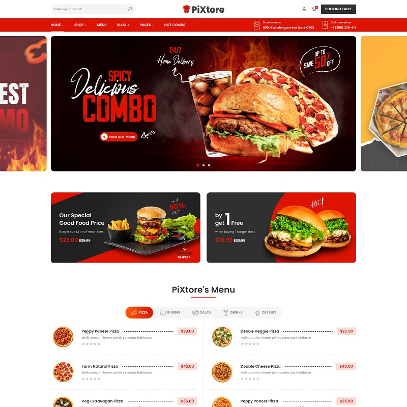 PiXtore - Pizza and Restaurant WooCommerce Theme