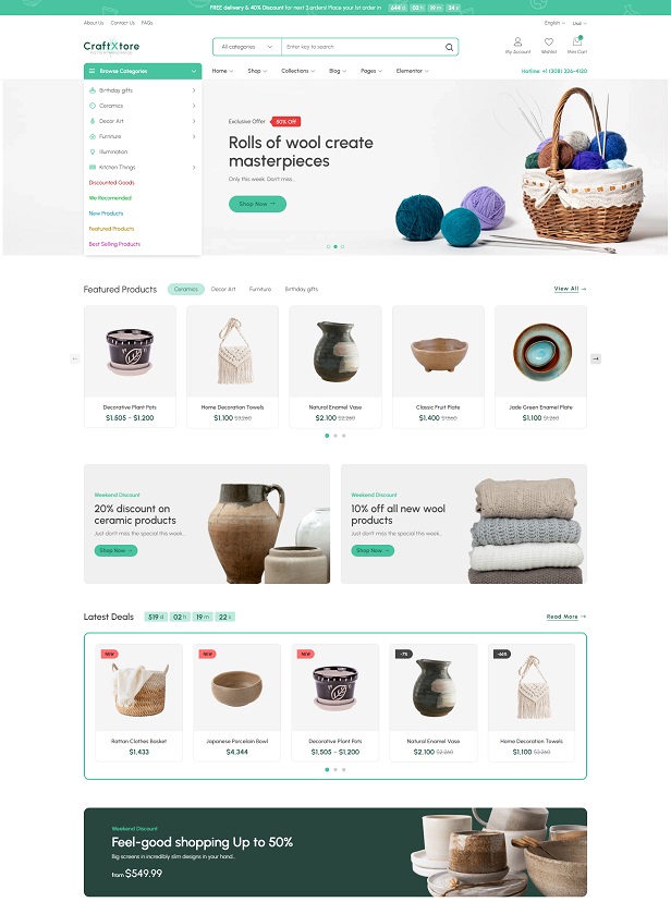 Pottery & Handmade Store WooCommerce WordPress Theme