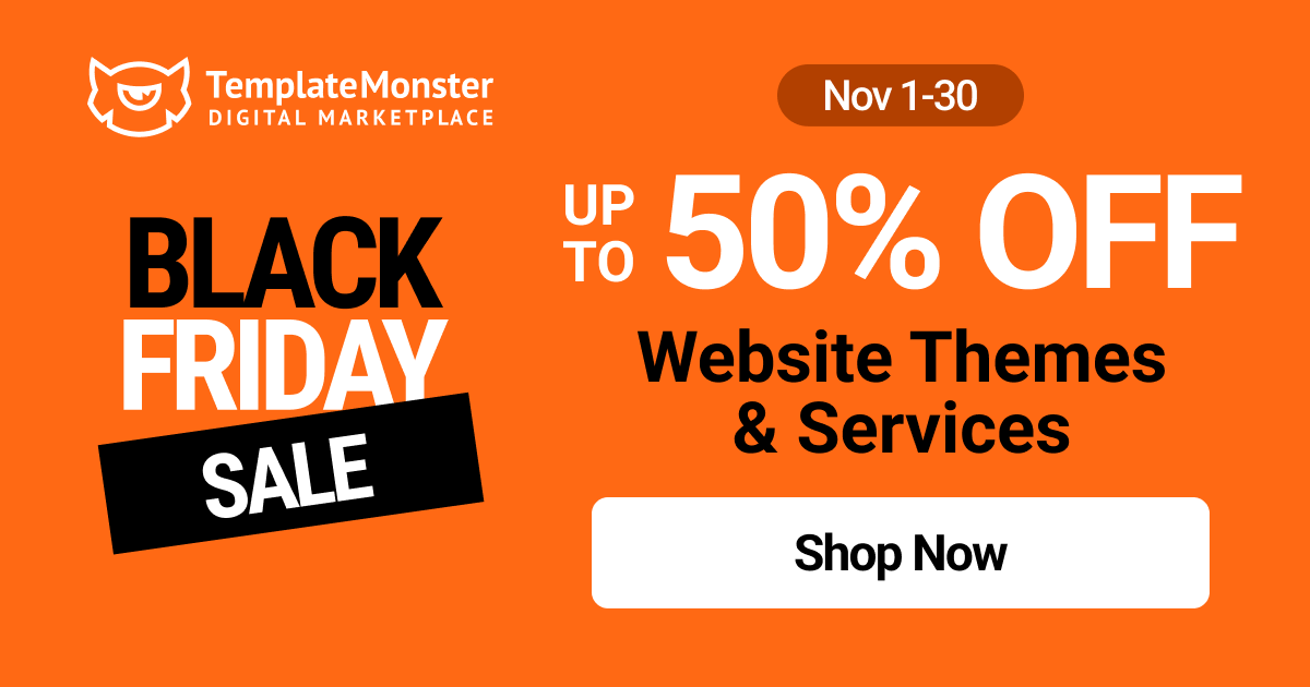 TemplateMonster Black Friday Sale - Buy Shopify Templates 50% OFF