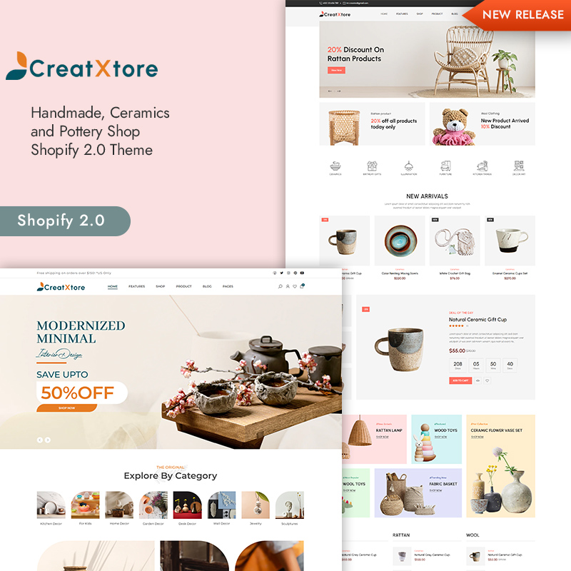 CreatXtore - Handmade, Ceramics and Pottery Shop Shopify 2.0 Theme
