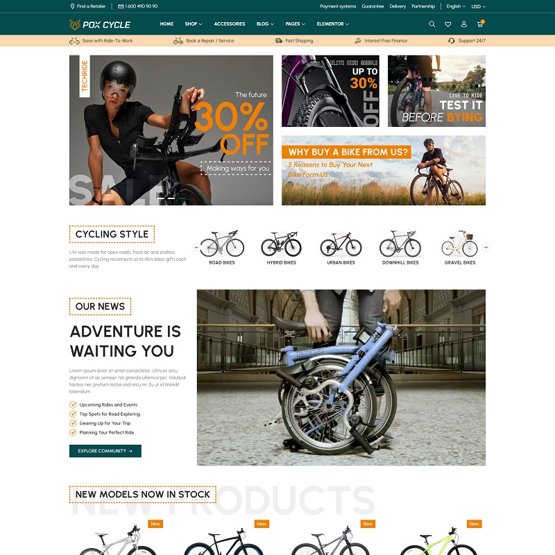 Bike Shop WordPress WooCommerce Theme
