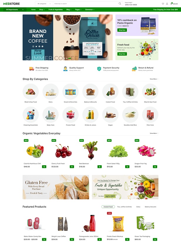 Organic Food Store WordPress WooCommerce Theme