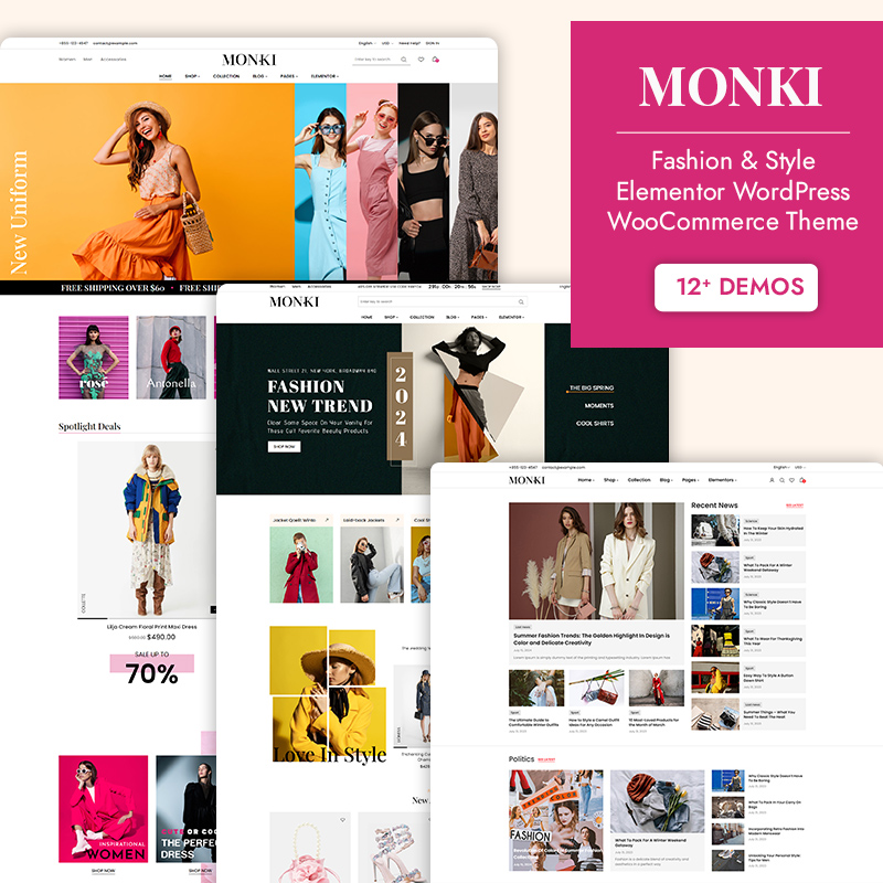 Monki - Responsive Elementor Fashion WooCommerce WordPress Theme