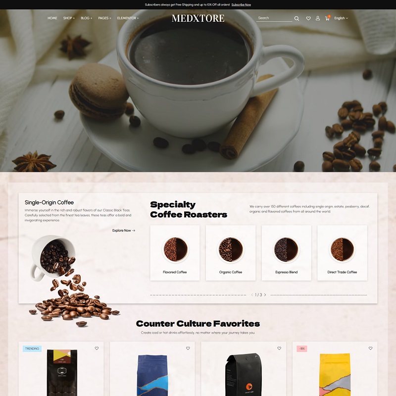 Responsive Coffee Shop WooCommerce Theme WordPress