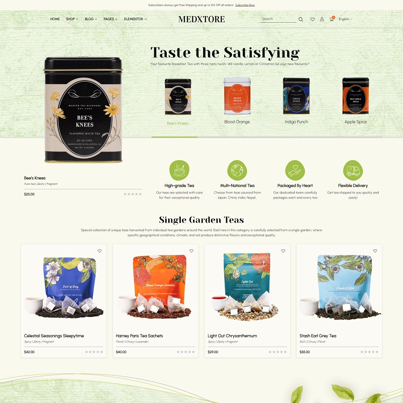Responsive Tea Shop WordPress eCommerce Theme