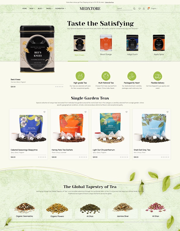 Responsive Tea Shop WordPress eCommerce Theme