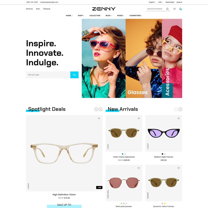 Responsive Eyeglasses WordPress WooCommerce Theme