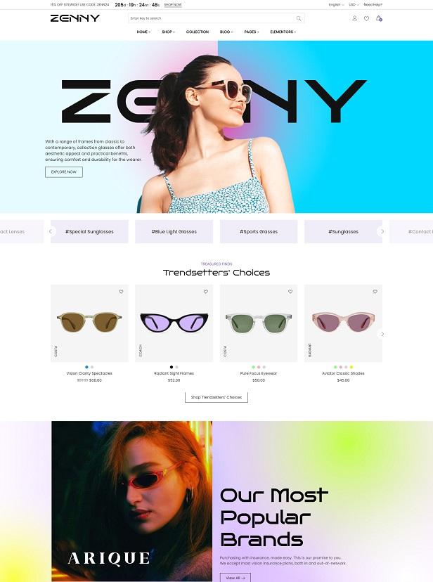 Responsive Eye Glasses Store WooCommerce WordPress Theme