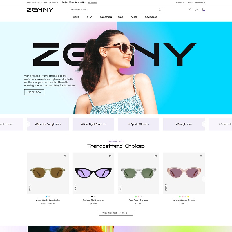 Responsive Eye Glasses Store WooCommerce WordPress Theme