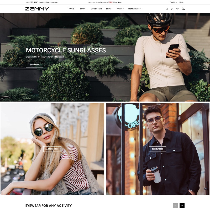 Responsive Sunglasses WooCommerce WordPress Theme