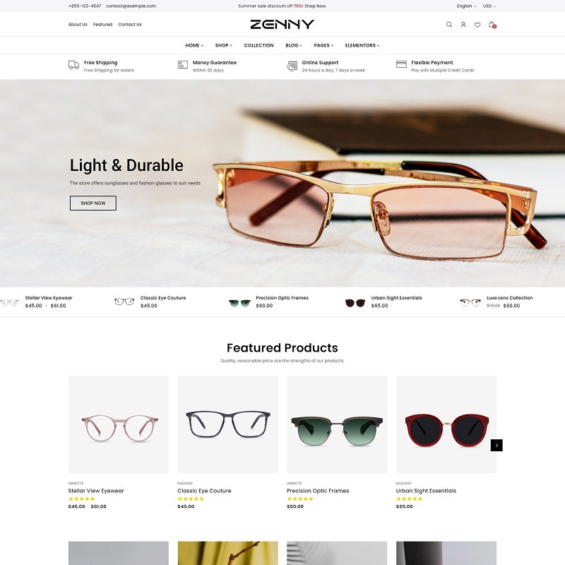 Responsive Eye Glasses WordPress WooCommerce Theme