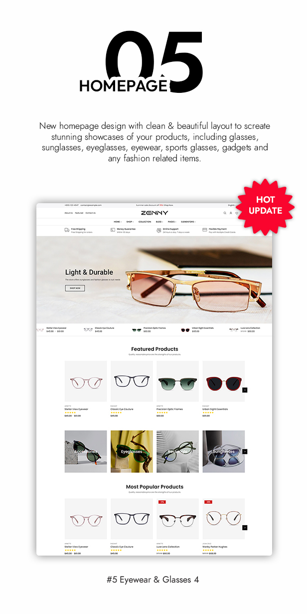 Zenny -  Eyewear & Glasses Elementor WooCommerce WordPress Theme - 1