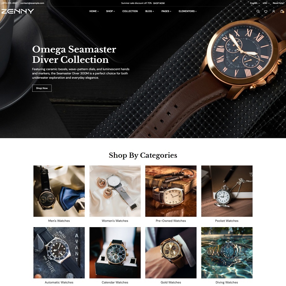 Responsive Luxury Watches WooCommerce WordPress Theme