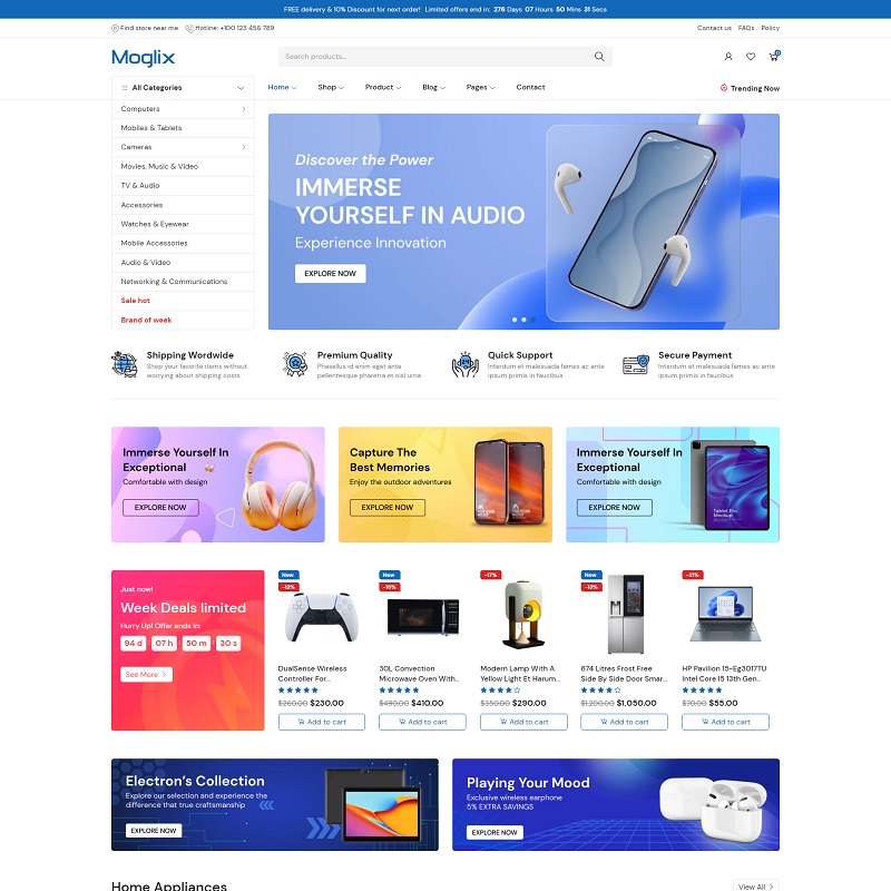 Moglix - Gadgets & Electronics eCommerce Shopify 2.0 Theme