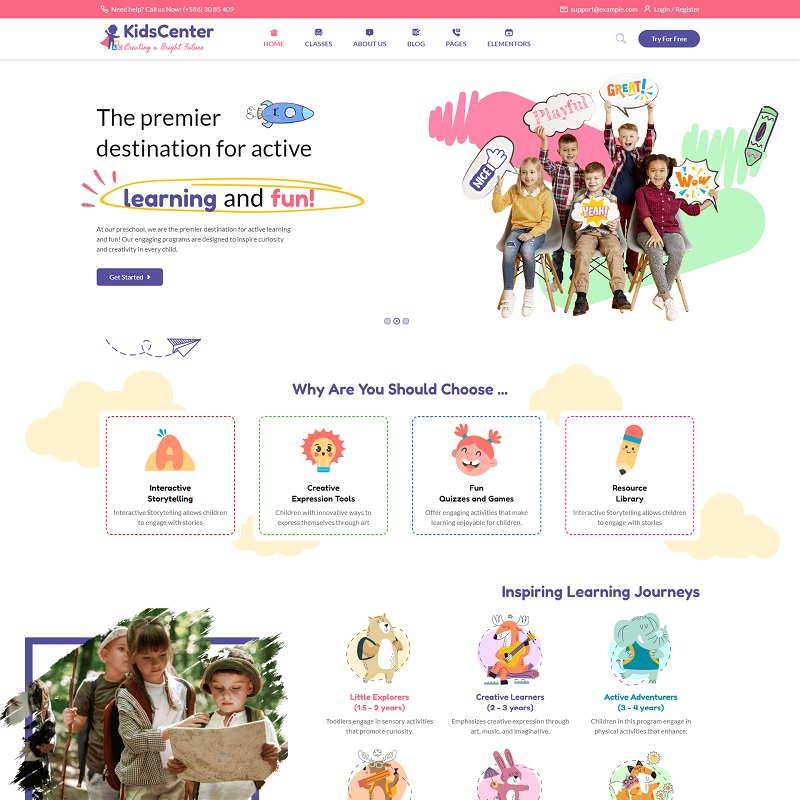 Responsive Kindergarten WordPress Theme for Children School