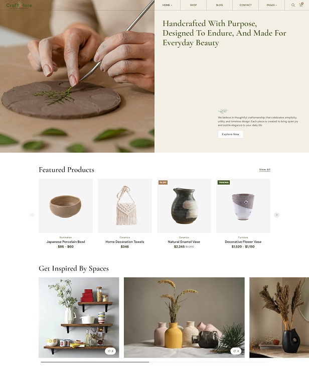 Responsive Handmade & Ceramics WordPress Theme for WooCommerce