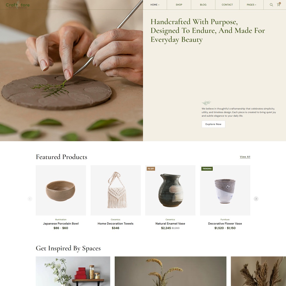 Responsive Handmade & Ceramics WordPress Theme for WooCommerce