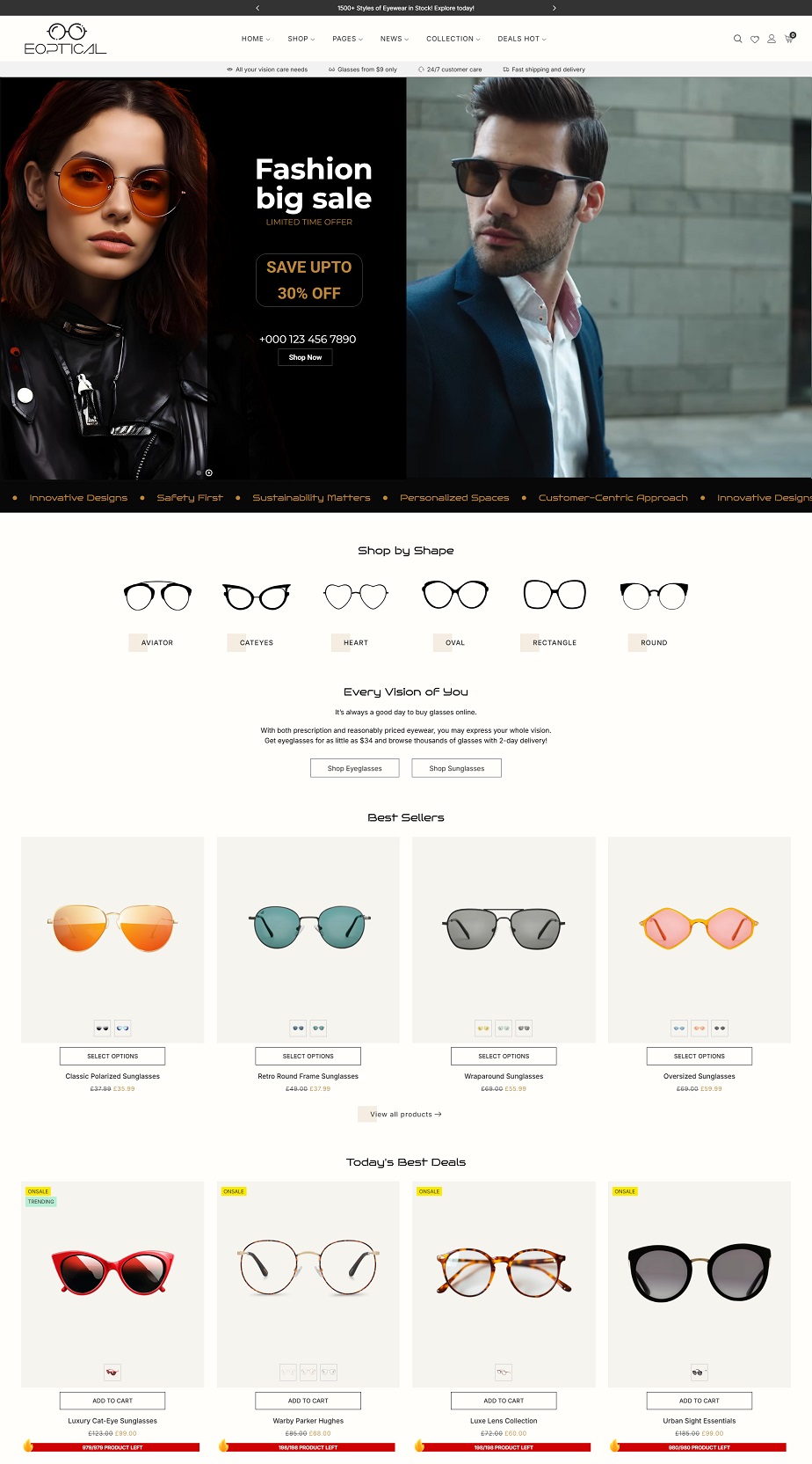 eOptical – Sunglasses & Eyeglasses Store WooCommerce Theme