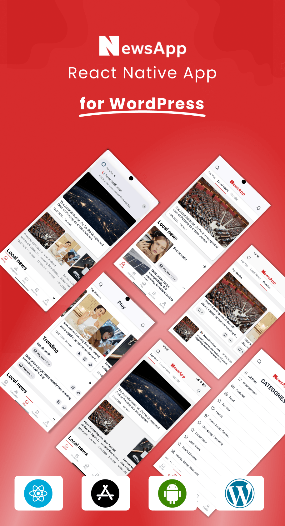 NewsApp - Full React Native App for WordPress