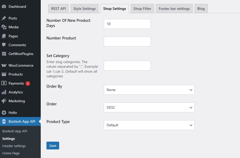 7 shop settings